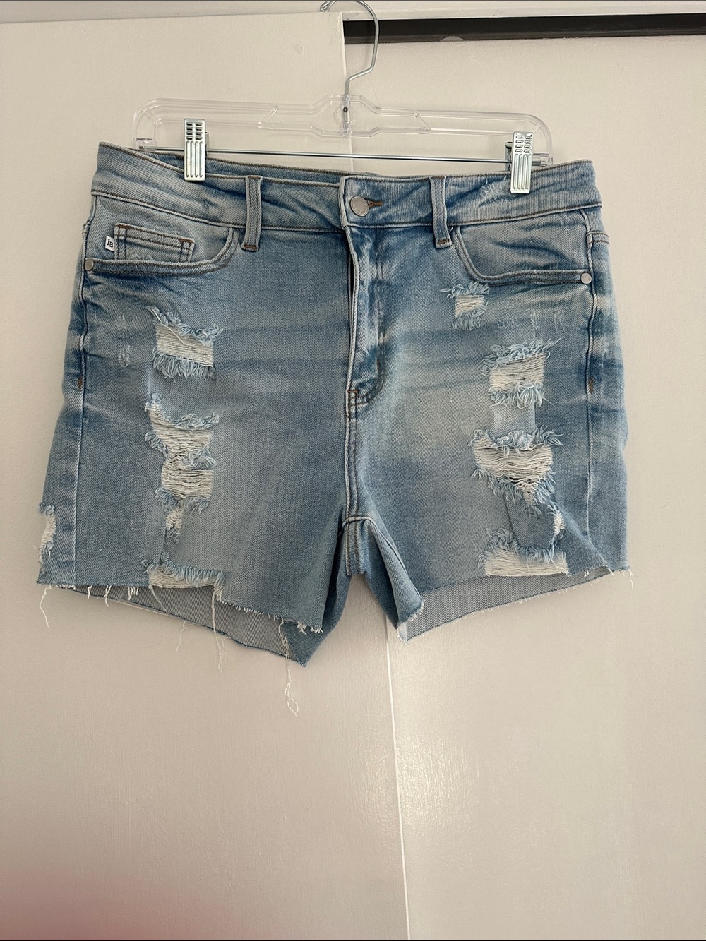 Judy Blue Light Blue Distressed Denim Shorts